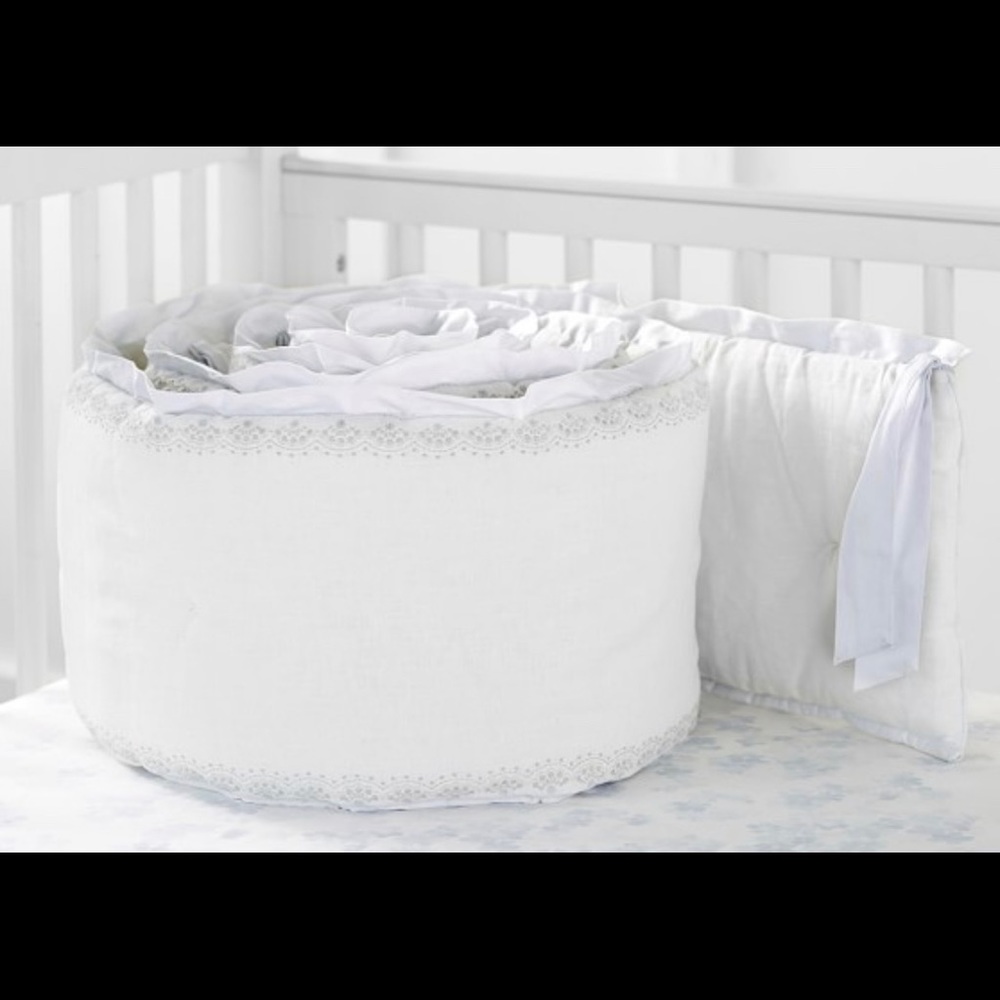 Pottery Barn Kids Blue & White Crib Bumper